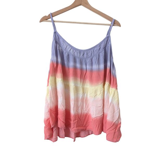 Torrid Gauze Tiered Cami Tie Dye Women's Tank Top 4 4X Beachy Summer Colorful - Picture 2 of 9